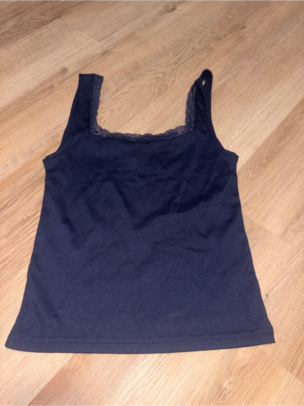 Women's Navy Lace-Trim Tank Top
